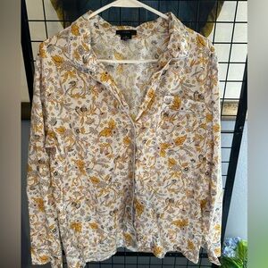 J. Crew Floral Western Top in Yellow and White M L